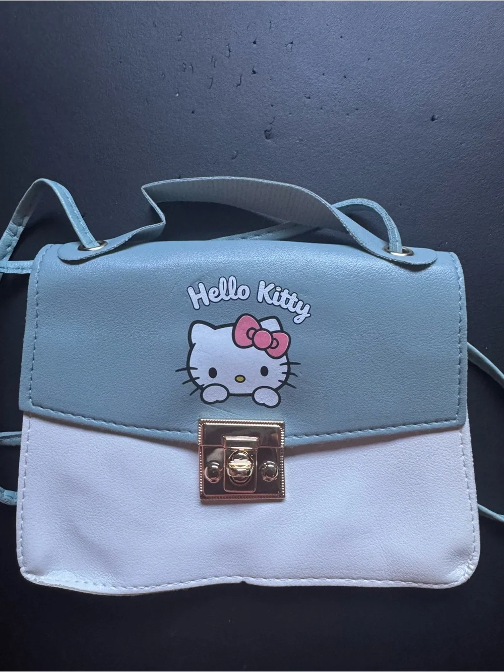 Hello Kitty Light Blue & White Kids Shoulder Bag with Pink Bow Accent